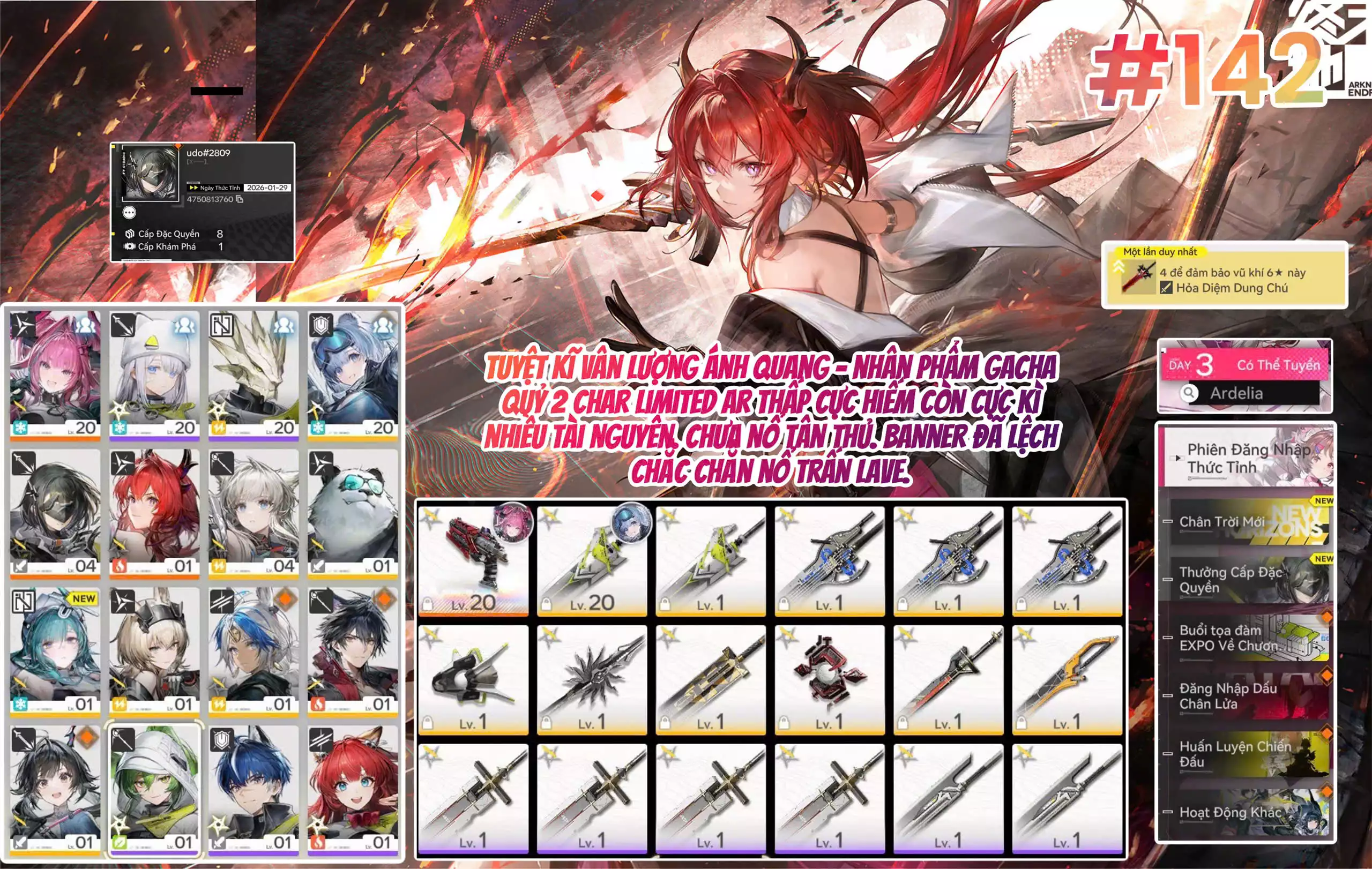 [ #142 TUYỆT KỸ VÂN LƯỢNG ÁNH QUANG- NHÂN PHẨM GACHA QUỶ 2 CHAR LIMTED AR THẤP CỰC HIẾM ]